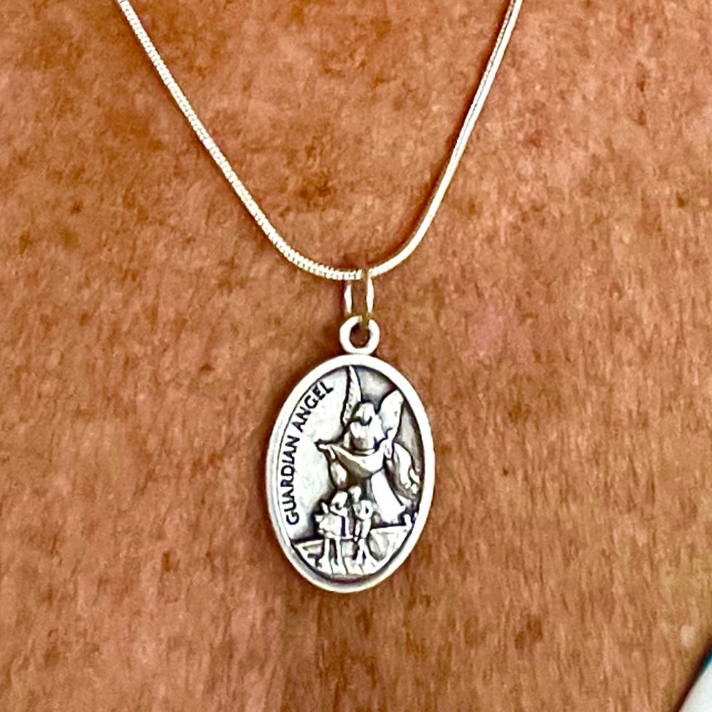 Guardian Angel and St Saint Michael Necklace FREE PRAYER CARD
